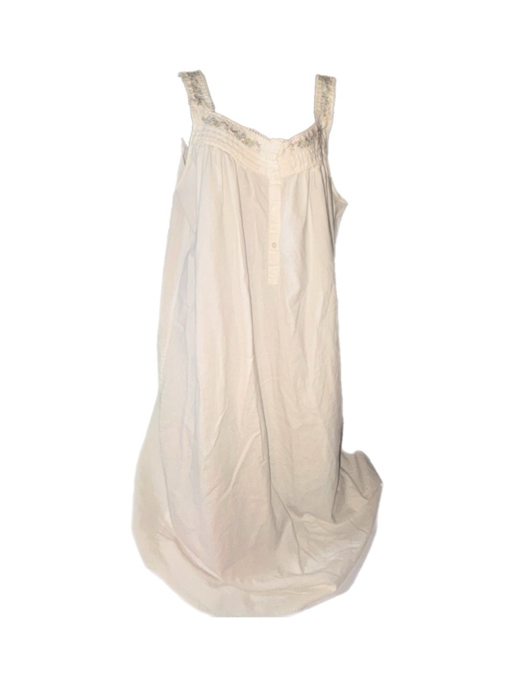 Vintage Women's Cream Nightgown with Lace Trim 100% Cotton XL